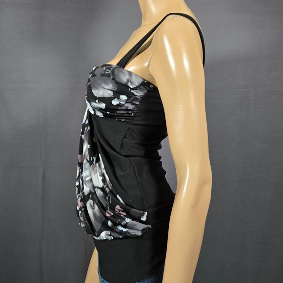 Y2K McBling Black Floral Sleeveless Top Big Buckle Size M Gothic Fairy Babydoll - Picture 5 of 10
